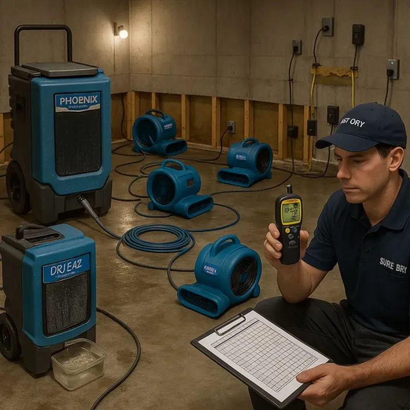 Structural Drying and Dehumidification process in Needville, TX